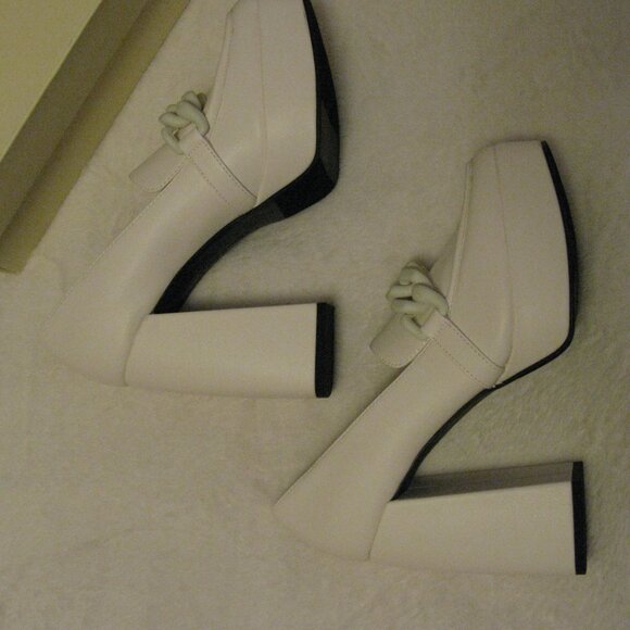 Nordstrom Open Edit 'Lainey' Platform Loafer Pump Shoes Sz 7.5 M Ivory Leather - Picture 7 of 10